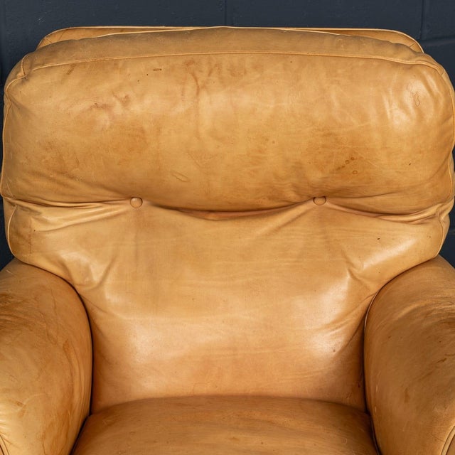 Vintage Italian Tan Leather Chairs by Poltrona Frau, 1970, Set of 2 For Sale - Image 16 of 18