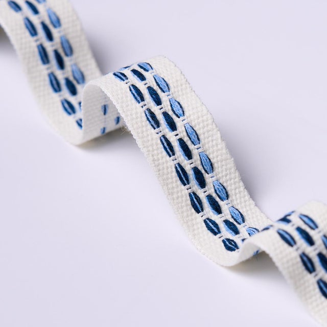 Stitches in variegated tones form a dappled stripe pattern on an understated high-performance tape with loads of tactile...