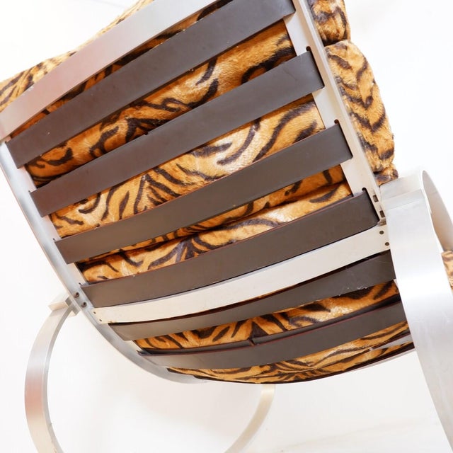 Mid-Century Modern Rocking Chair in Faux Fur and Brushed Aluminum from Hans Kaufeld, 1970s For Sale - Image 13 of 18