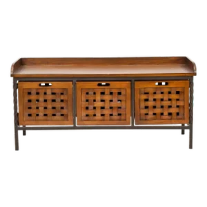 3 Drawer Wooden Storage Bench in Filbert Brown