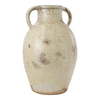 Large Antique French Glazed Terracotta Confit Pot For Sale
