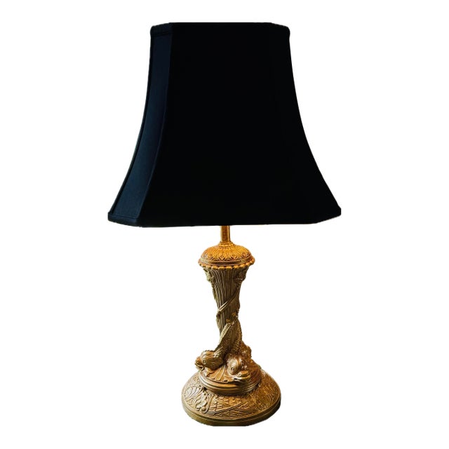 Antique Salem Bros. Ny Figural Dolphin Table Lamp, Neoclassical Gilt Spelter, C. 1900–1920 For Sale