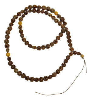Brown Carved Flat Bean Shape Beads Hand Rosary Praying Chain