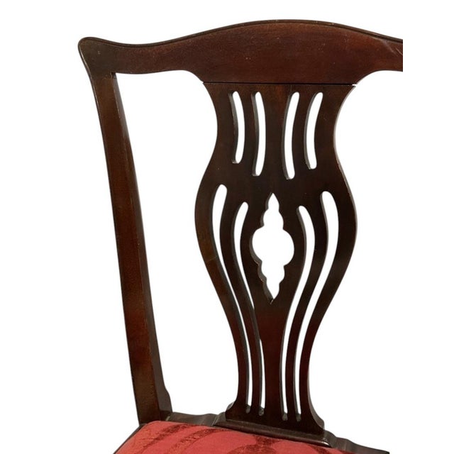 Early 21st Century Pair of Traditional Mahogany Finish Dining Chairs W/ Upholstered Seats For Sale - Image 5 of 5