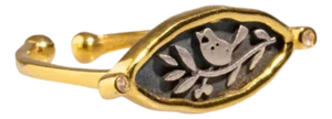 Spiritual Bird Olive Leaf Adjustable Ring, Size 5