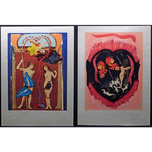 "Triomphe de L'Amour" (Triumph of Love) Suite of 2 cooperative lithographs, each hand signed by Salvador Dali "Le...