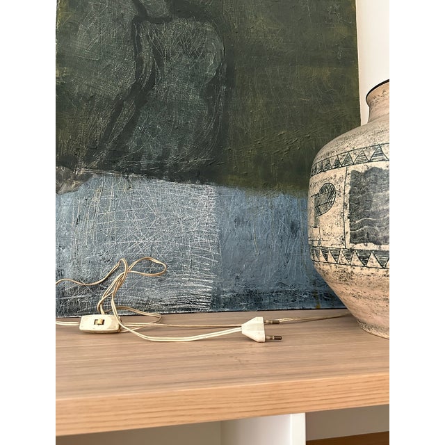 Ivory 1960s Ceramic Table Lamp by Jacques Blin For Sale - Image 8 of 8