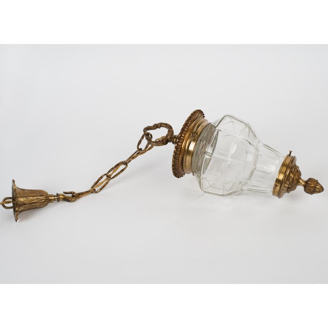 French 1950s Gilt Bronze & Molded Glass Versailles Style Hall Lantern For Sale - Image 3 of 13