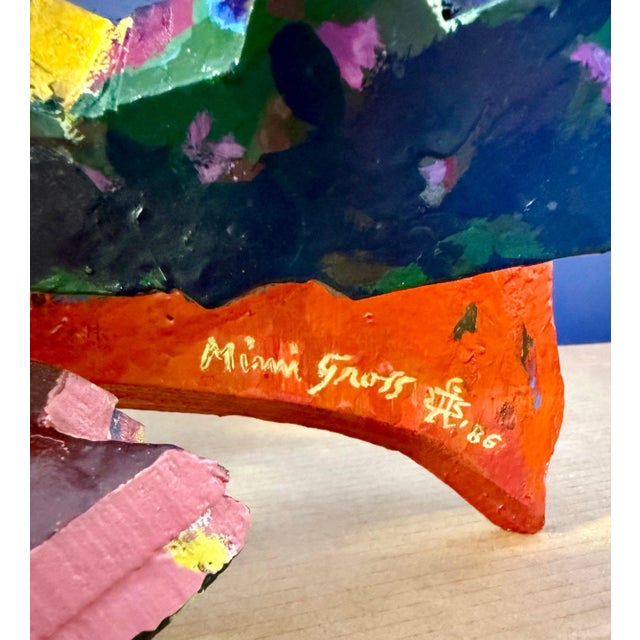 Wood Mimi Gross, Large 3D Sculpture with Hand Painting Construction Mimi Gross Wood Assemblage, 1986 For Sale - Image 7 of 17