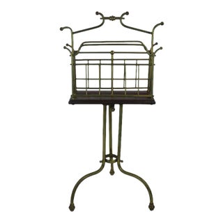 19th Century Edwardian Brass Walnut Canterbury Magazine Holder with Provenance For Sale