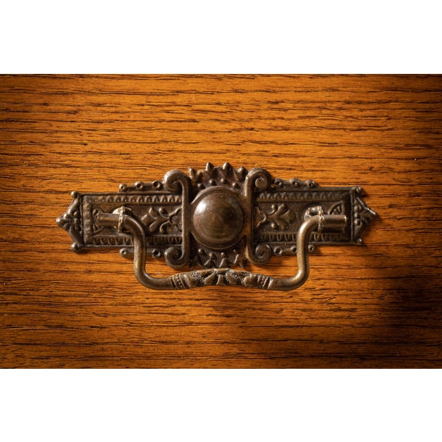 Early 20th Century Massive Oak Sideboard Hutch With Columned Buffet For Sale - Image 9 of 9