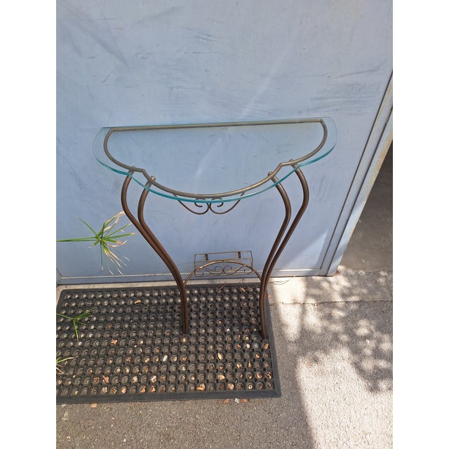 Vintage Console Table in Brass with Glass Top, 1950s For Sale - Image 6 of 6