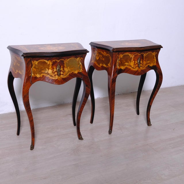 Louis XV Style Bedside Tables, 1950s, Set of 2 For Sale - Image 9 of 18