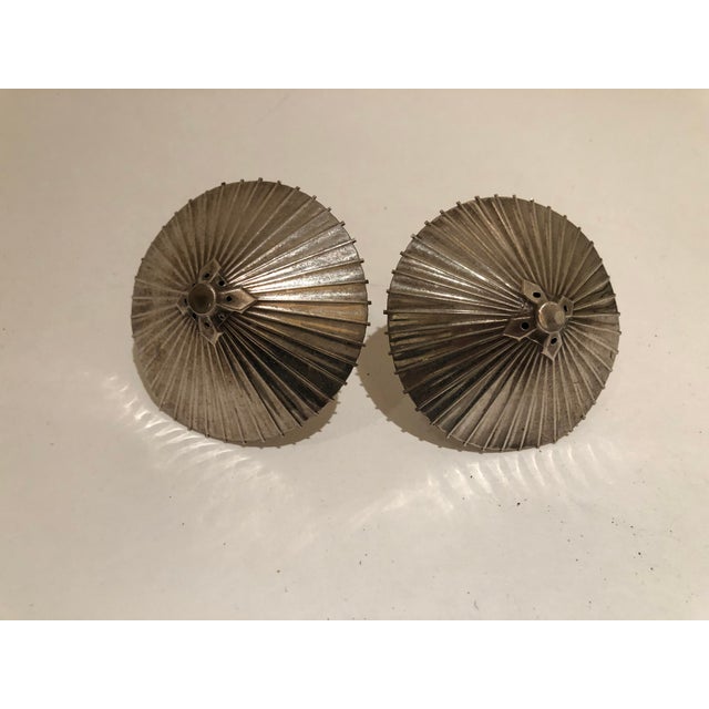 Traditional Antique Silver Decorative Umbrella Shaped Design Accents Detailed - a Pair For Sale - Image 3 of 11