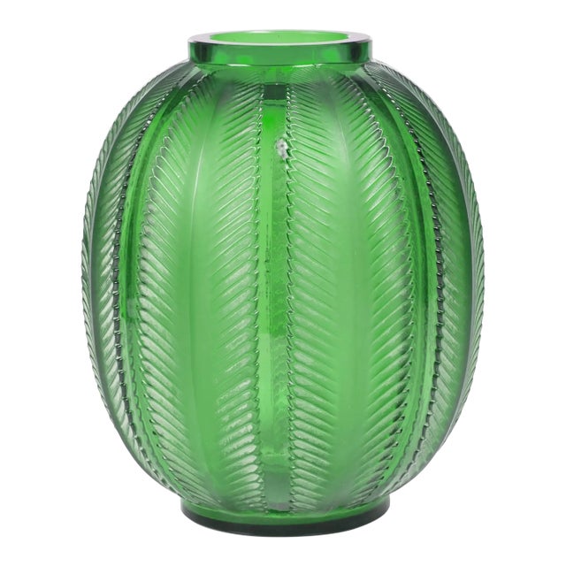 1920s Lalique Vlown Glass Vase, Biskra For Sale