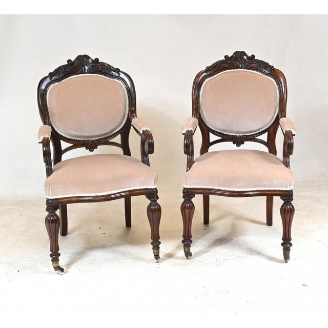 Victorian Armchairs with Balloon Back, 1880, Set of 2 For Sale - Image 8 of 10