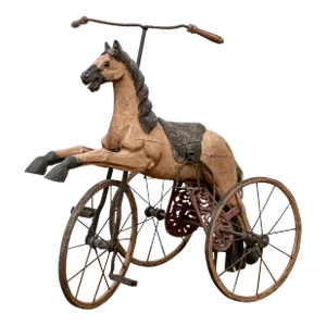 19th Century Antique Folk Art Horse Form Tricycle