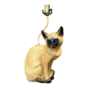 Vintage Glazed Ceramic Siamese Cat Lamp