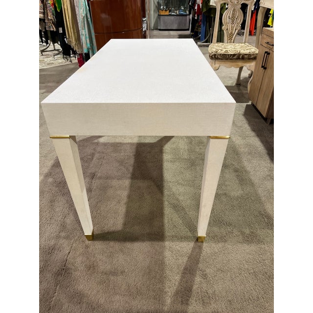 Villa & House Attributed to Villa & House Linen Texture "Claudette" Vanity Desk For Sale - Image 4 of 8