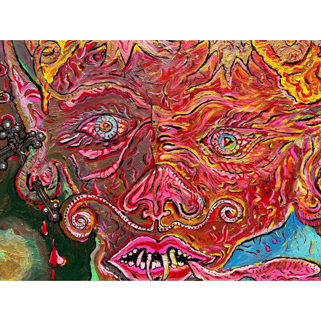 2020s Original Abstract Painting on Canvas by Serg Graff, "Apocalypse" Coa, Framed For Sale - Image 5 of 15