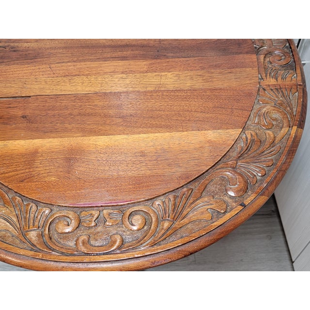 Late 19th Century Antique English Oak Carved Table For Sale - Image 5 of 7
