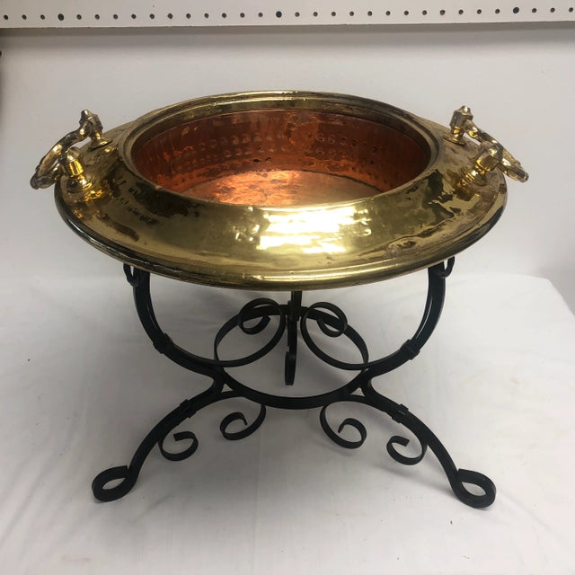 Metal Mid 20th Century Brass and Copper Bowl on Stand For Sale - Image 7 of 7