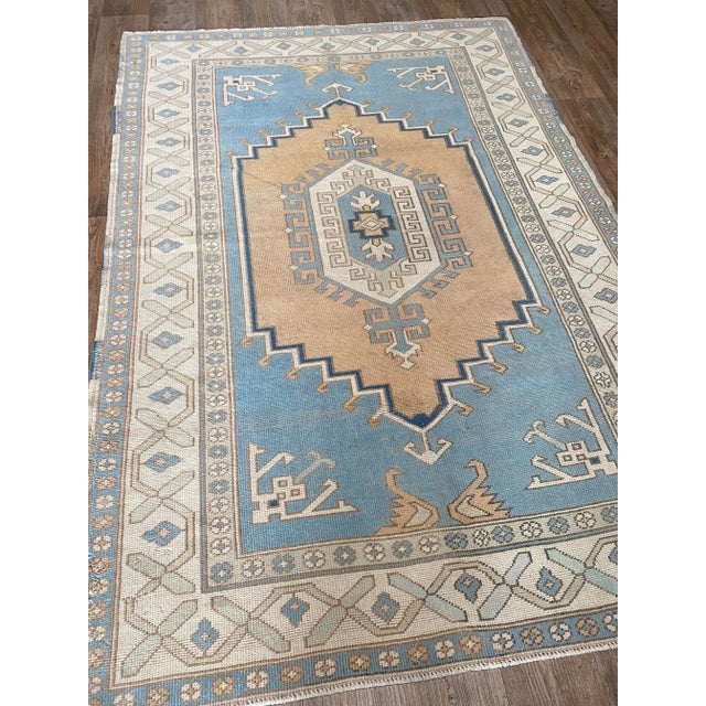 Turkish Bellwether Rugs Vintage Oushak - 5'5" X 7'10" For Sale - Image 3 of 6