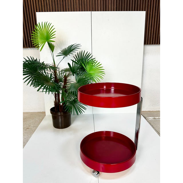 Mid-Century Modern Vintage Space Age Serving Trolley with Chrome Handles, Germany, 1960s For Sale - Image 3 of 14