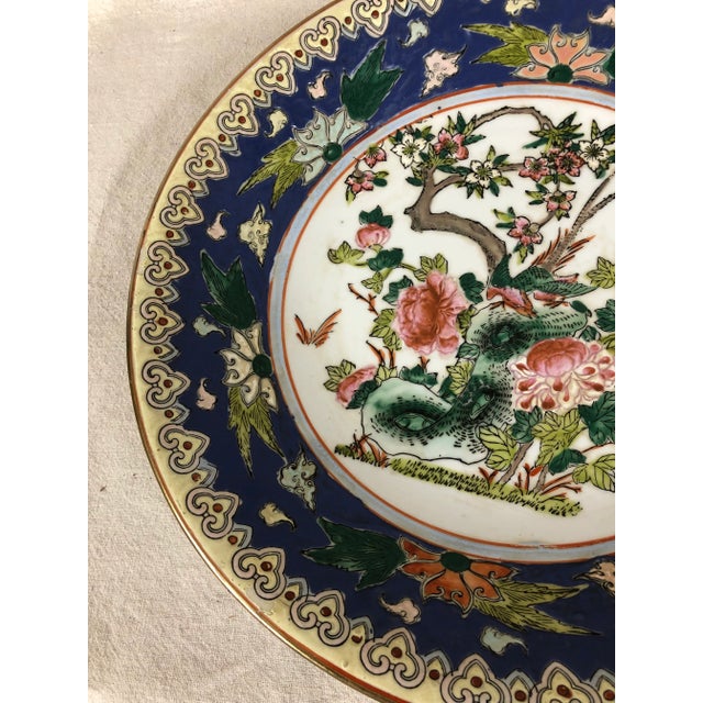 Ceramic Late 20th Century Chinoiserie Style Center Bowl With Cherry Blossom Design For Sale - Image 7 of 11