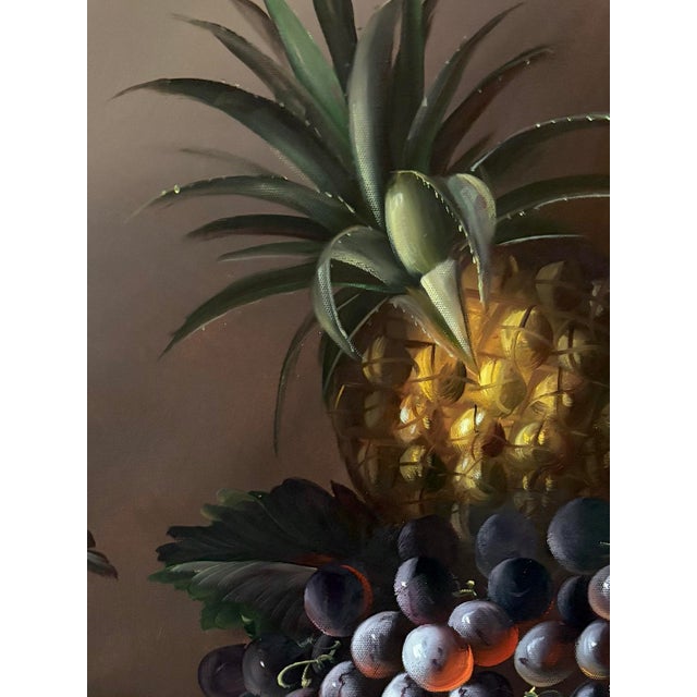 Brown Very Large Fruit Still Life Oil Painting by M. Aaron, Late 20th Century For Sale - Image 8 of 11