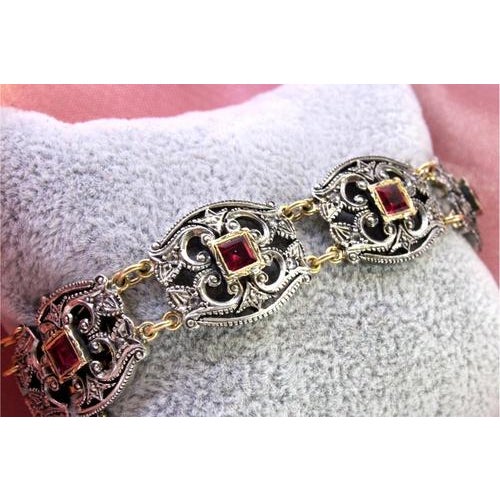 Gold and Silver Bracelet with Diamond Chips For Sale - Image 5 of 11