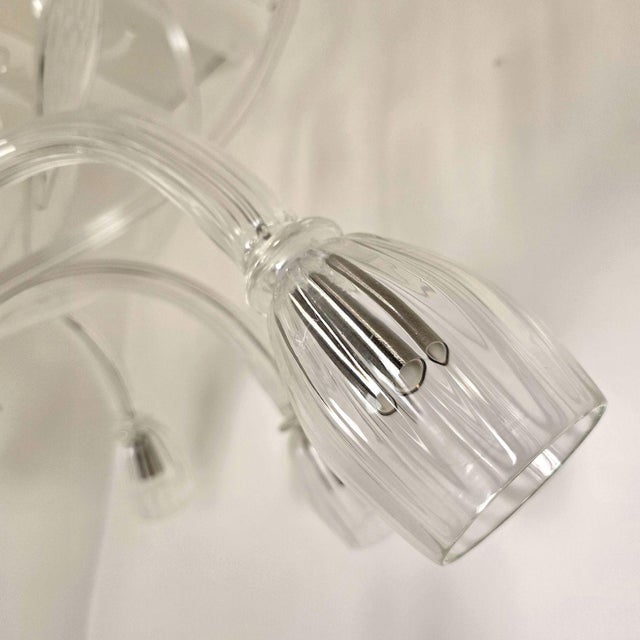 1970s Large Clear Murano Glass, Mid Century Modern Chandelier For Sale - Image 13 of 14