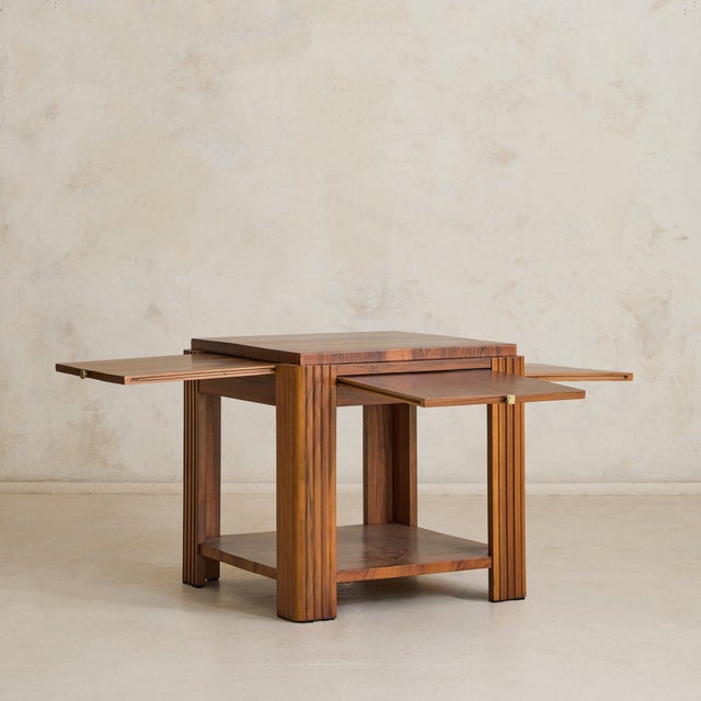 Italian Art Deco Walnut Coffee Table with Pull-Out Extensions, 1940s For Sale - Image 4 of 11