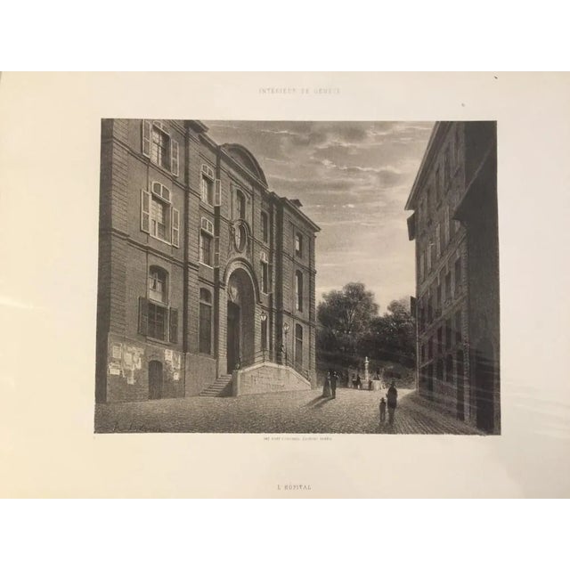 L'Hopital - Original Lithograph by Antonio Fontanesi - 1854 1854 For Sale