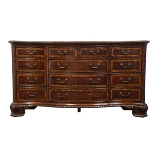 Universal Furniture Banded Mahogany Biedermeier Traditional Victorian Style 73" Triple Dresser 609040 For Sale