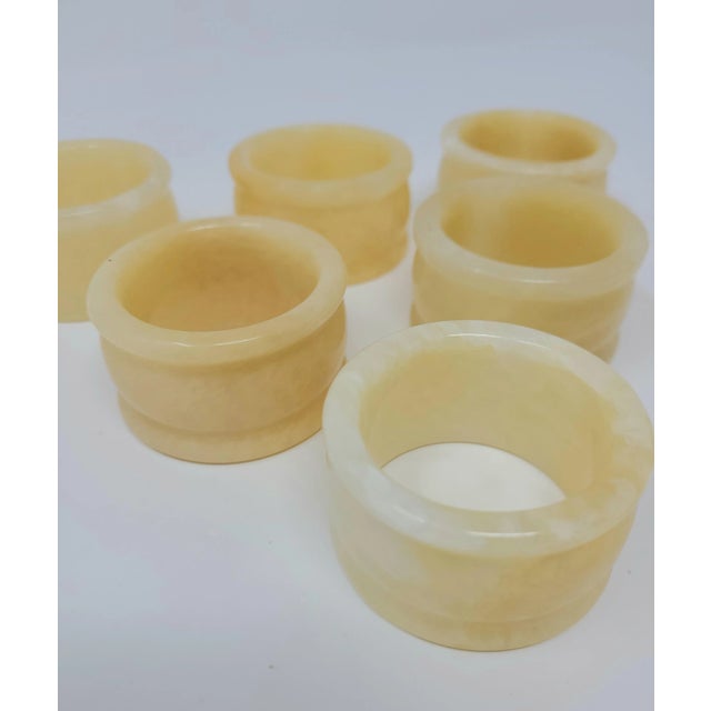 Alabaster Vintage Alabaster Napkin Rings Set of 6 For Sale - Image 8 of 10