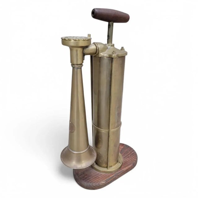 Industrial Antique Nautical Tyfon Brass Foghorn Malmo Sweden Kockums Mek Verkstad For Sale - Image 3 of 6