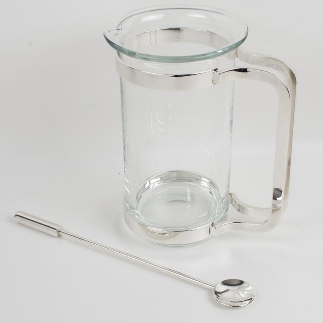 Gorham Gorham Silver Plate and Glass Barware Martini Cocktail Pitcher For Sale - Image 4 of 14