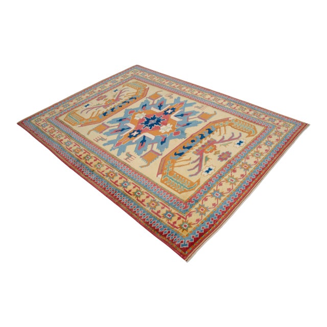 Authentic Turkish Rug, Hand-Knotted Carpet, Hand-Spun Wool Rug, Sustainable Vintage Rug 5x7 Ft Approx For Sale