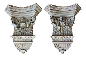 Antique Architectural Capitals - Carved Pine. - A Pair