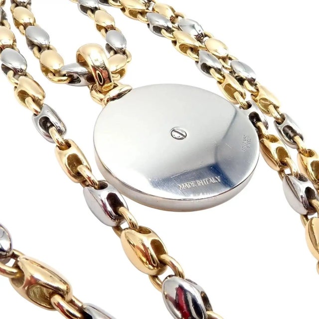 Bulgari 1970s Bulgari Zodiac Pendant Yellow Gold Steel Diamond Necklace For Sale - Image 4 of 12