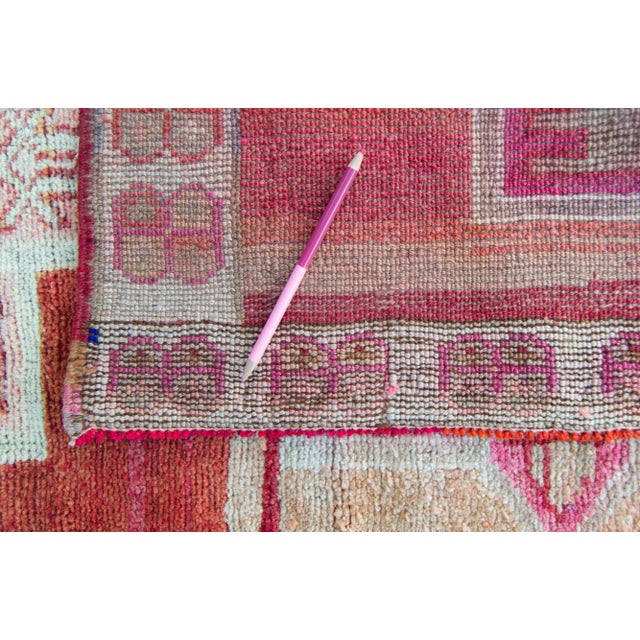 Brown House of Séance - 1950s Vintage Kurdish Geometric Medallion Wool Hand-Knotted Runner - 3’ X 11'11” For Sale - Image 8 of 11