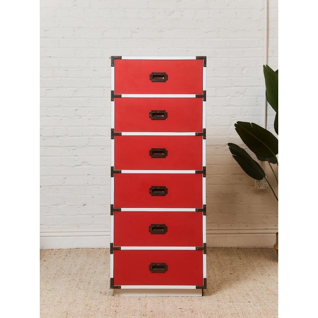 Vintage 1970s Colormates Tallboy Dresser: Mid-Century Modern Red Chest of Drawers For Sale - Image 4 of 12