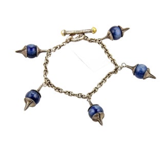 Gurhan Gatsby Sterling Silver Kyanite 5 Charms Chain Toggle Bracelet For Sale