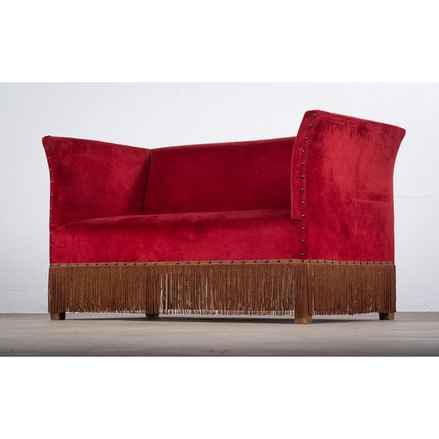 Danish Red Velvet Sofa and Lounge Chair Set, 1950s For Sale - Image 4 of 15