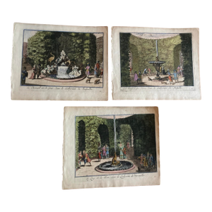 Set of Three Authentic 18th Century Engravings of Labyrinths in the Gardens of Versailles
