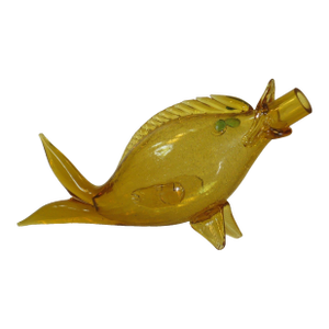 1960s Murano Art Glass, Fish Decanter / Wine Bottle, Mid Century Modern Mouth Blown
