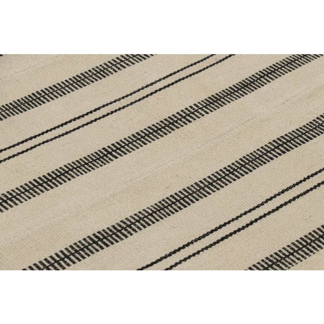 Vintage Kurd Bidjar Persian Kilim With Taupe, Black & Cream Stripes - Rug & Kilim For Sale In New York - Image 6 of 9