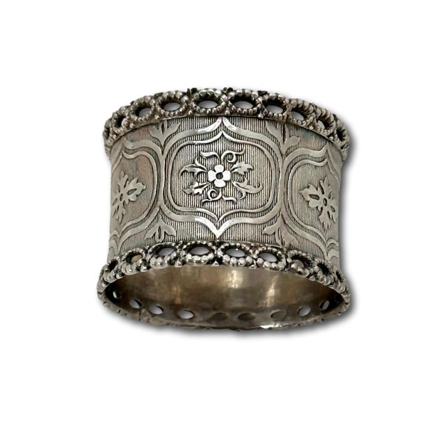 Metal Outstanding Original Match Pair of Antique Hand Made American Coin Silver Napkin Rings - Circa 1860s For Sale - Image 7 of 12