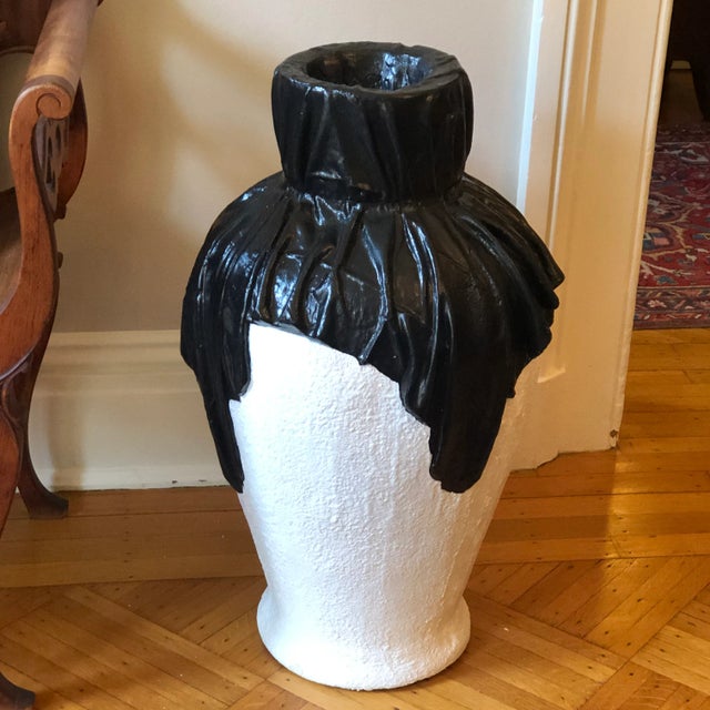 1970s Draped Plaster Floor Vase in the Manner of John Dickenson For Sale - Image 9 of 12